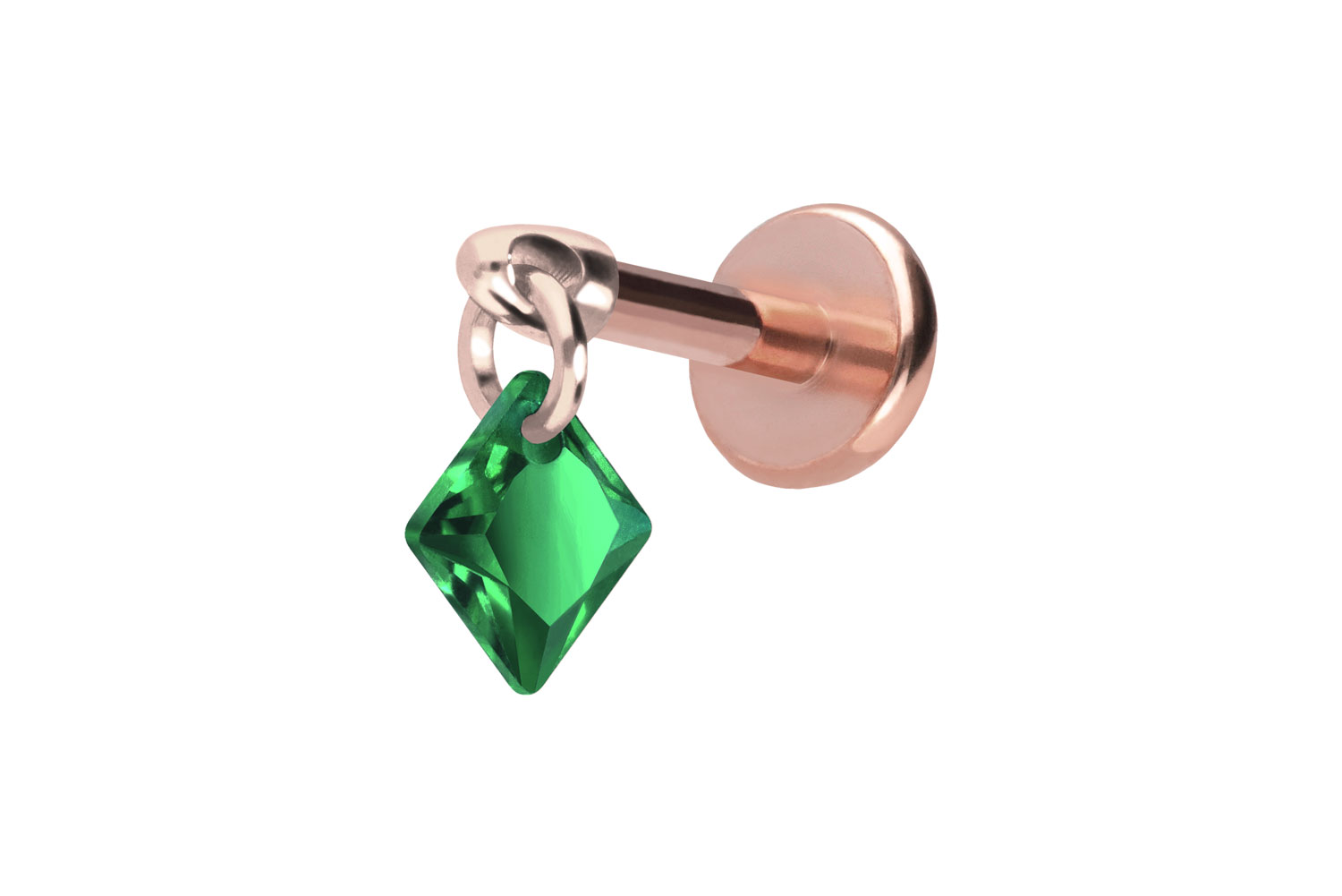 Titan Labret Piercing mit Push Fit KRISTALLQUADRAT
